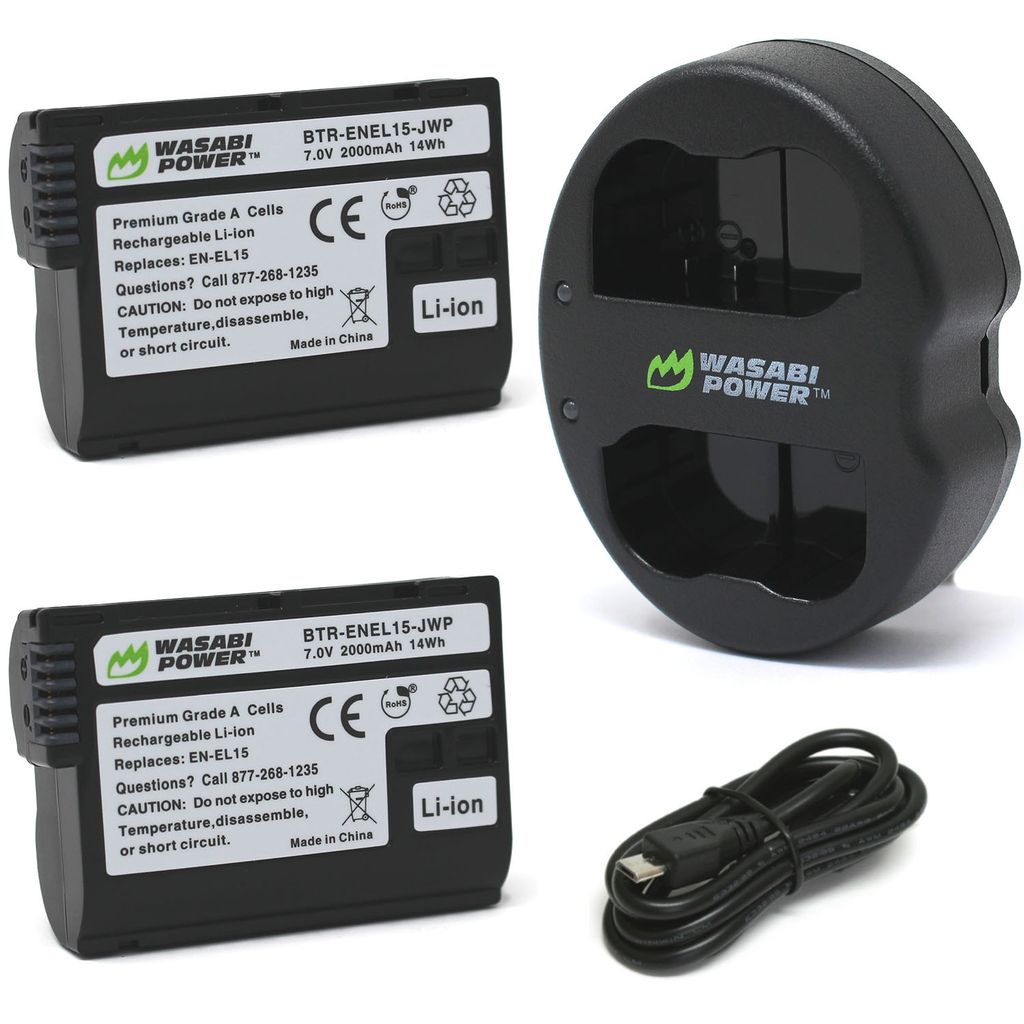 Nikon EN-EL15 2 Batteries + Dual USB Charger
