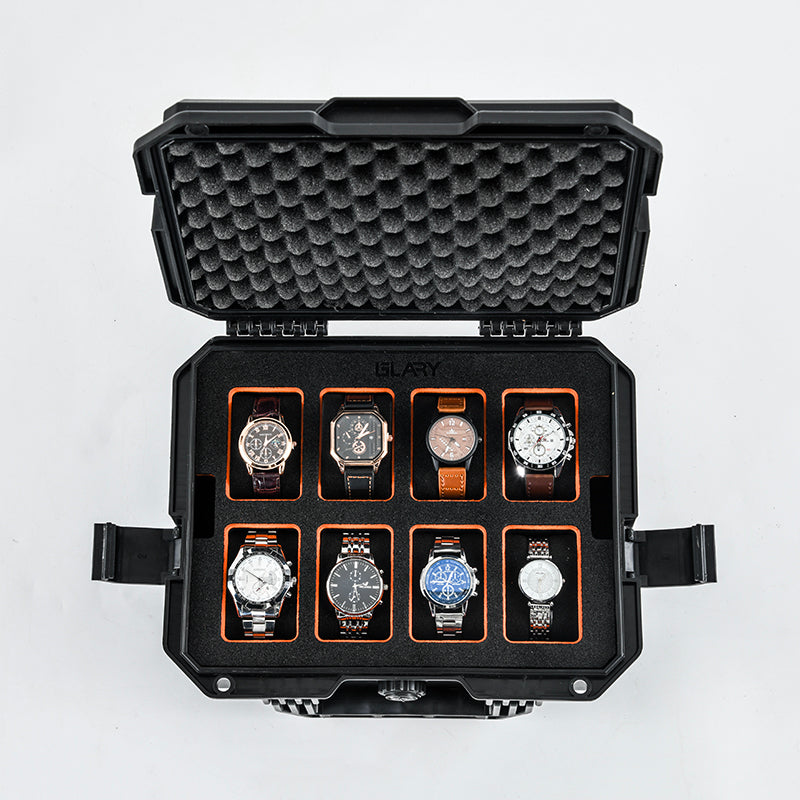 DryBox Watch Hard Case – 8 Slots | IP67 Waterproof | IK10 Impact Protection | EVA Foam Interior | 1-Year Warranty