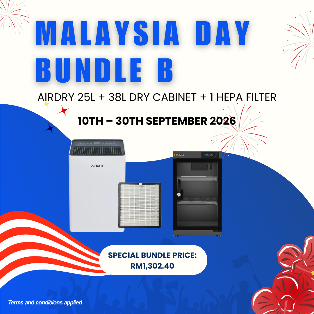 AirDry 25L Dehumidifier + 38L Dry Cabinet Bundle | HEPA Filter | Malaysia Day Promotion