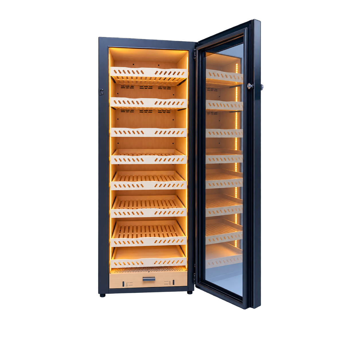 Cadenza 448L Cigar Humidor – 16–22°C | 60–80% RH | 2300 Cigars | Spanish Cedar Interior | Compressor Cooling | 2-Year Warranty