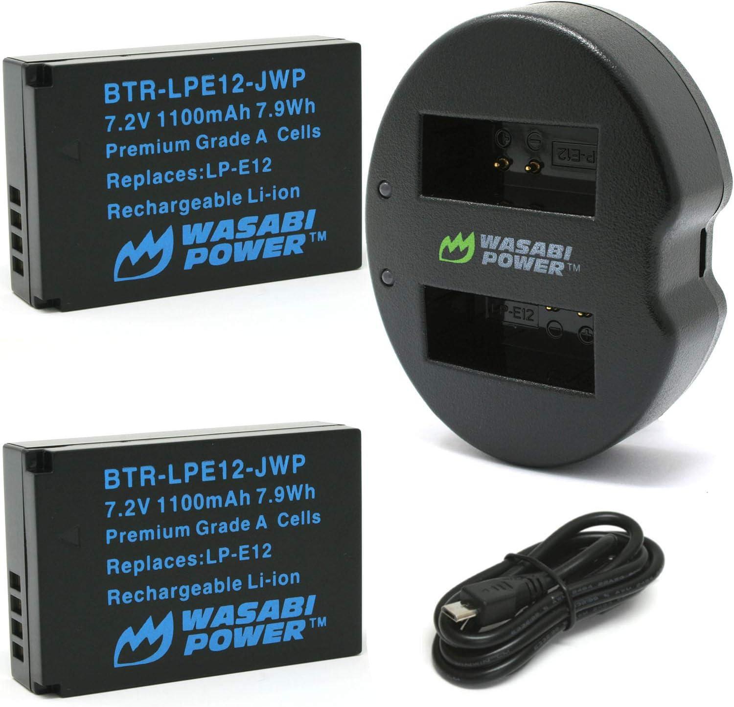 Canon LP-E12 2 Batteries + Dual USB Charger