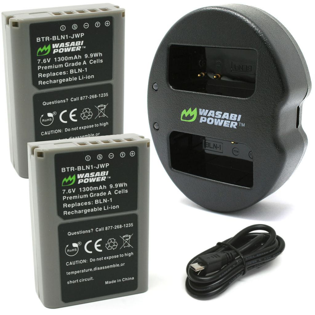 Olympus BLN-1 2 Batteries + Dual USB Charger