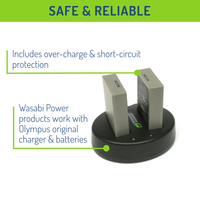 Olympus BLS-5, BLS-50, BLS-1 2 Batteries + Dual USB Charger