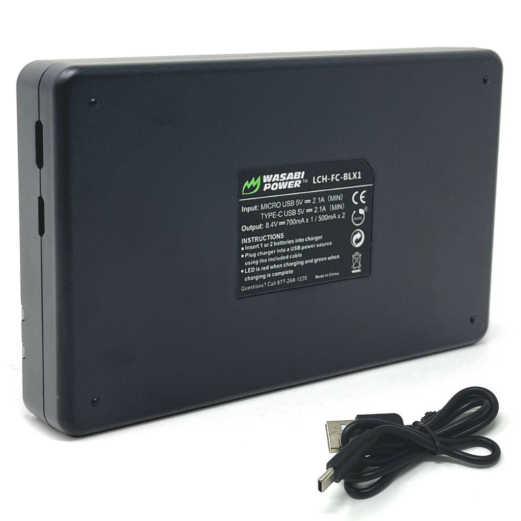 Olympus BLX-1 2 Batteries + Dual USB Charger