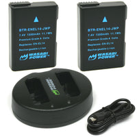 Nikon EN-EL14, EN-EL14a Battery (2-Pack) and Dual Charger by Wasabi Power
