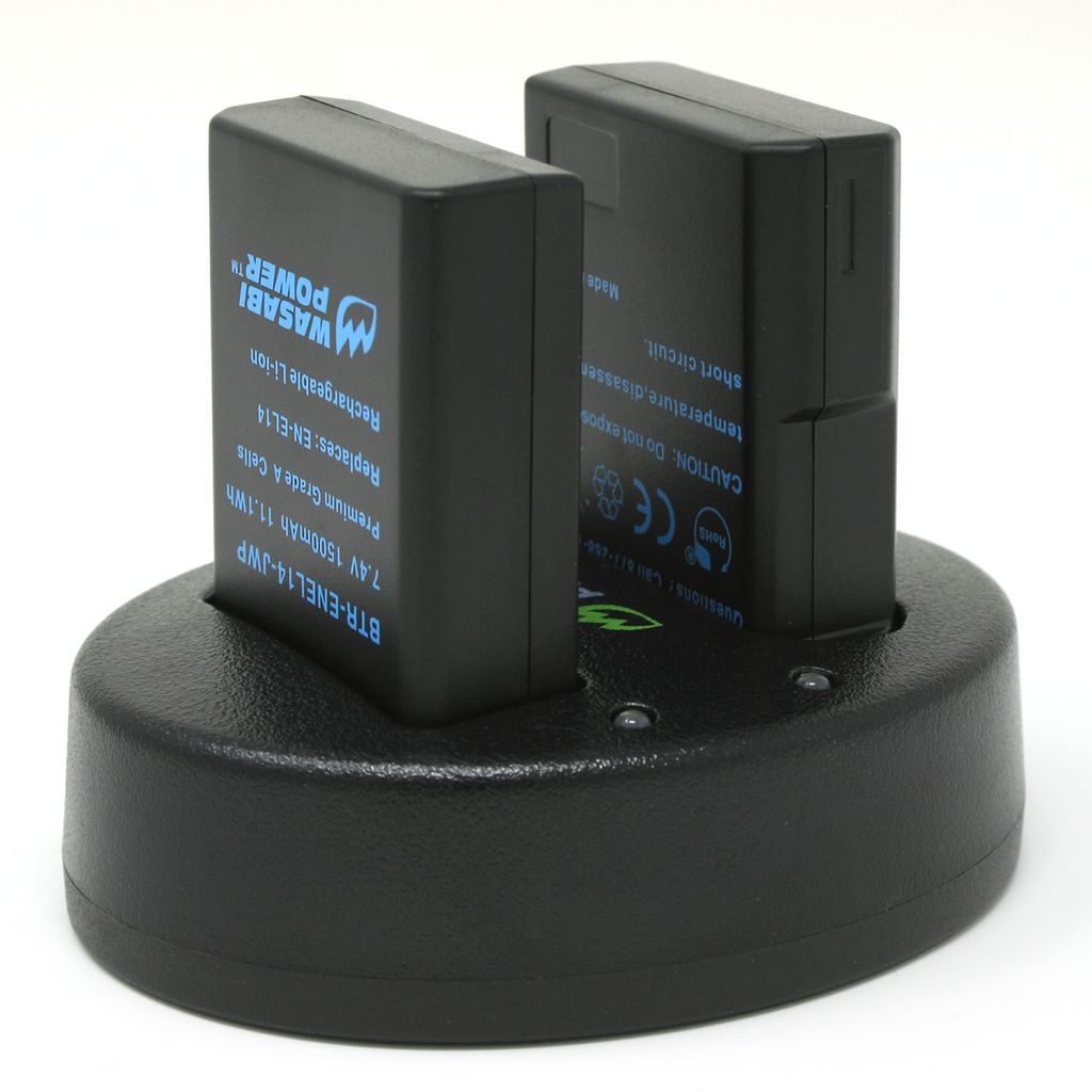 Nikon EN-EL14, EN-EL14a Battery (2-Pack) and Dual Charger by Wasabi Power