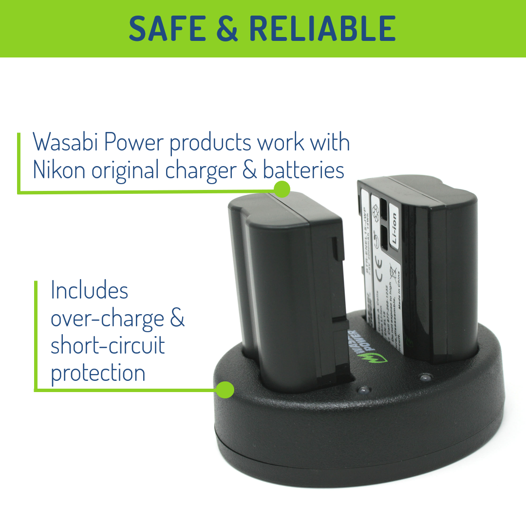 Nikon EN-EL15 2 Batteries + Dual USB Charger
