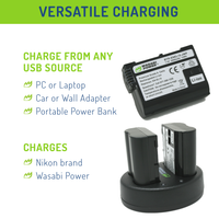 Nikon EN-EL15 2 Batteries + Dual USB Charger