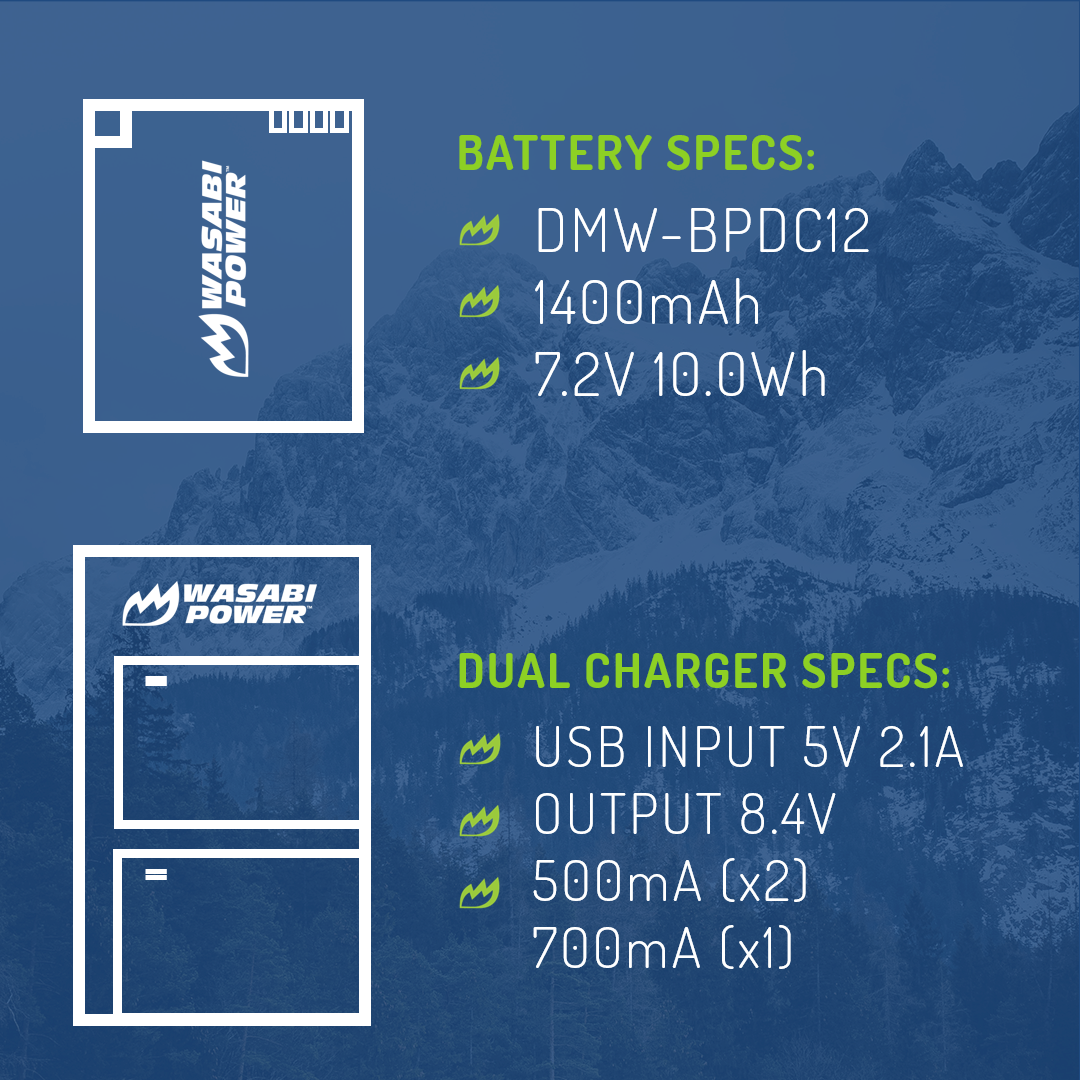 Leica BP-DC12 Battery (2-Pack) and Micro USB Dual Charger by Wasabi Power