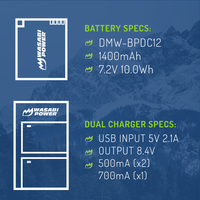 Leica BP-DC12 Battery (2-Pack) and Micro USB Dual Charger by Wasabi Power