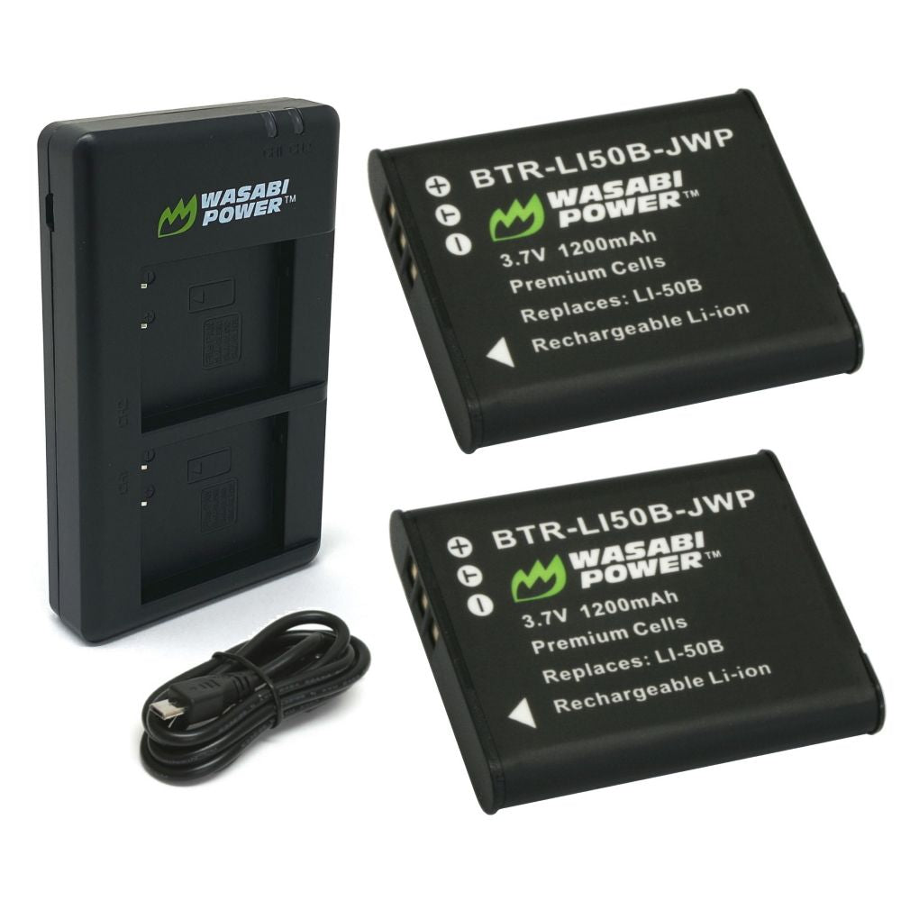 Olympus LI-50B 2 Batteries + Dual USB-C Charger