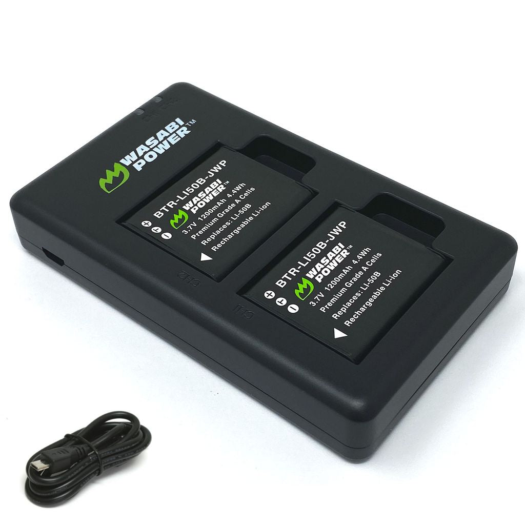 Olympus LI-50B 2 Batteries + Dual USB-C Charger