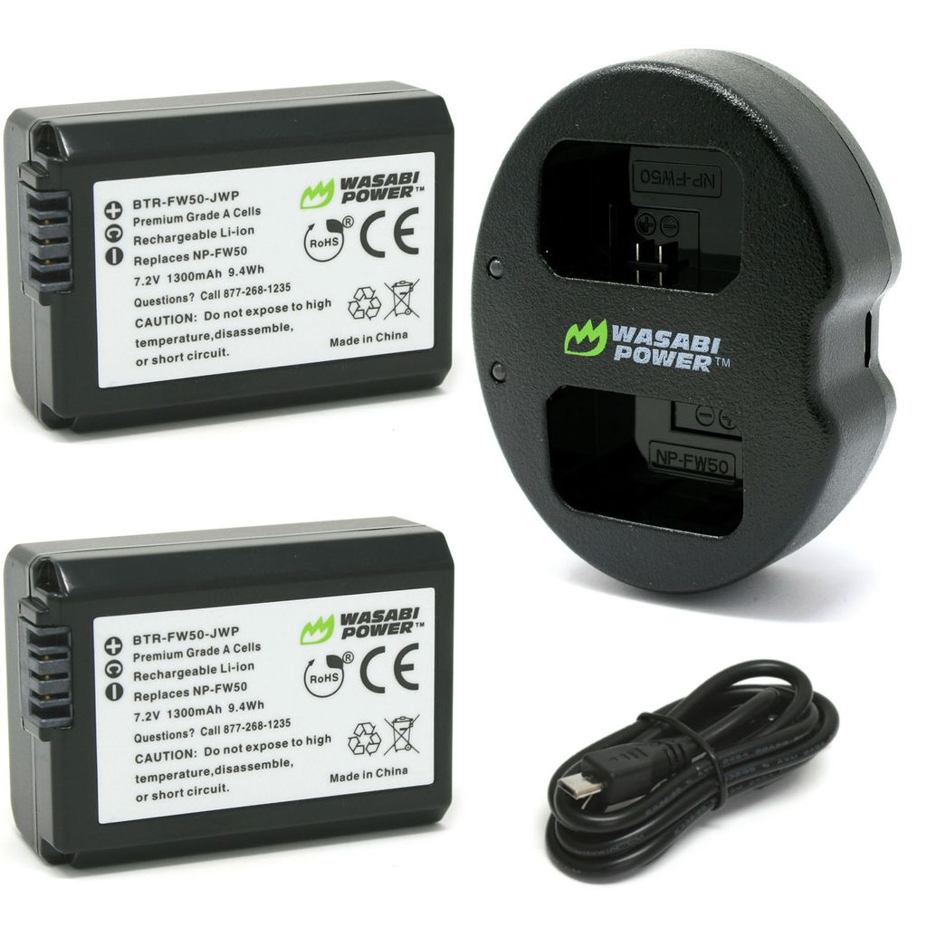 Sony NP-FW50 Battery (2-Pack) and Dual Charger by Wasabi Power