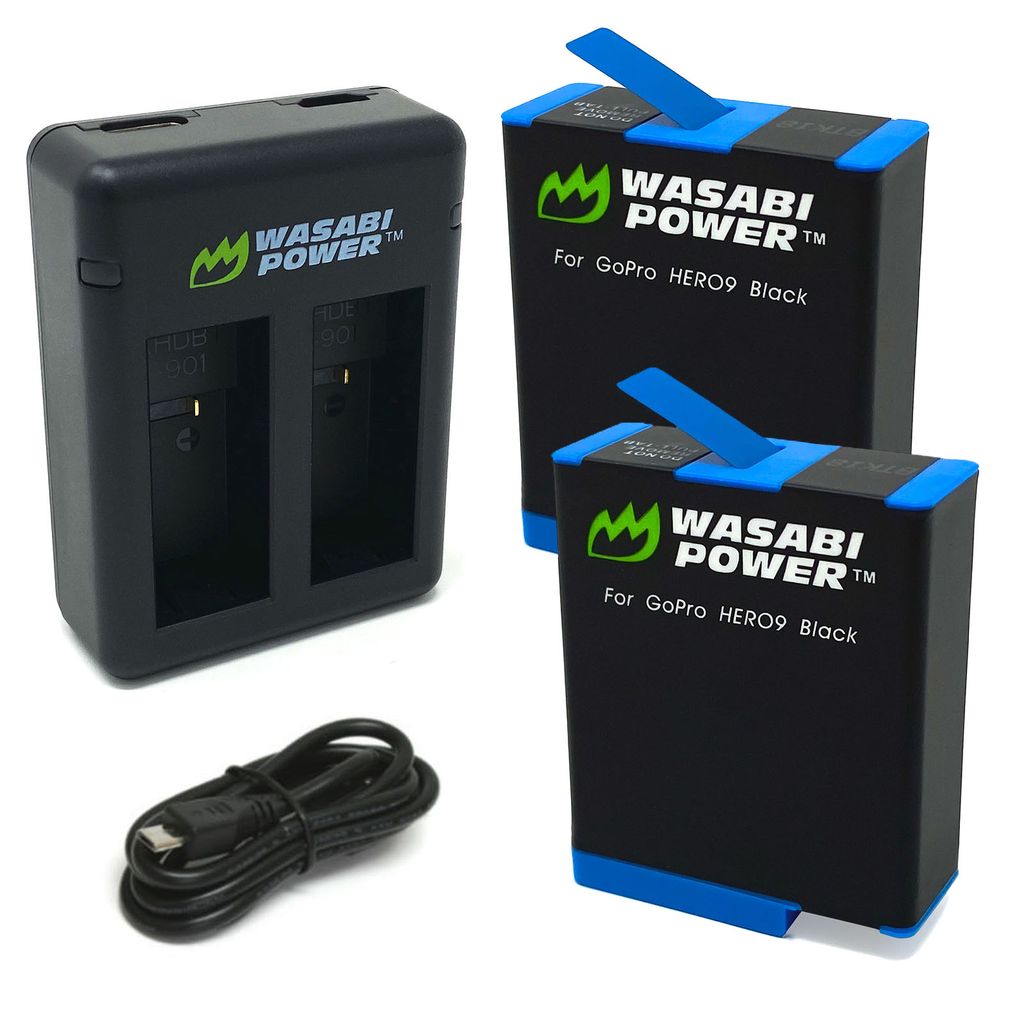 GoPro HERO12, HERO11, HERO10, HERO9 Black Battery (2-Pack) and Dual Charger by Wasabi Power