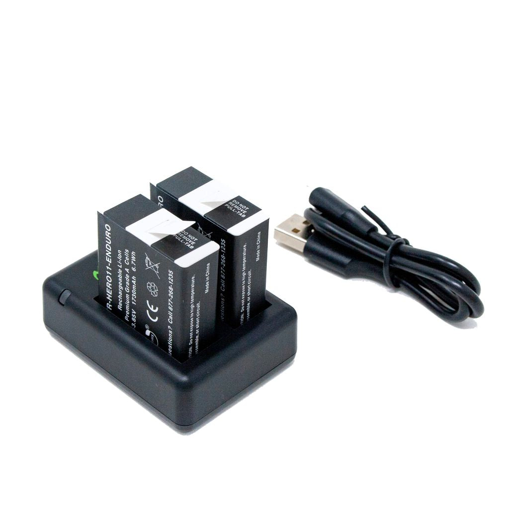GoPro Enduro Battery (2-Pack) & Dual Charger for HERO12, HERO11, HERO10, HERO9 by Wasabi Power