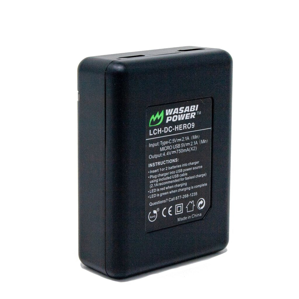 GoPro Enduro Battery (2-Pack) & Dual Charger for HERO12, HERO11, HERO10, HERO9 by Wasabi Power