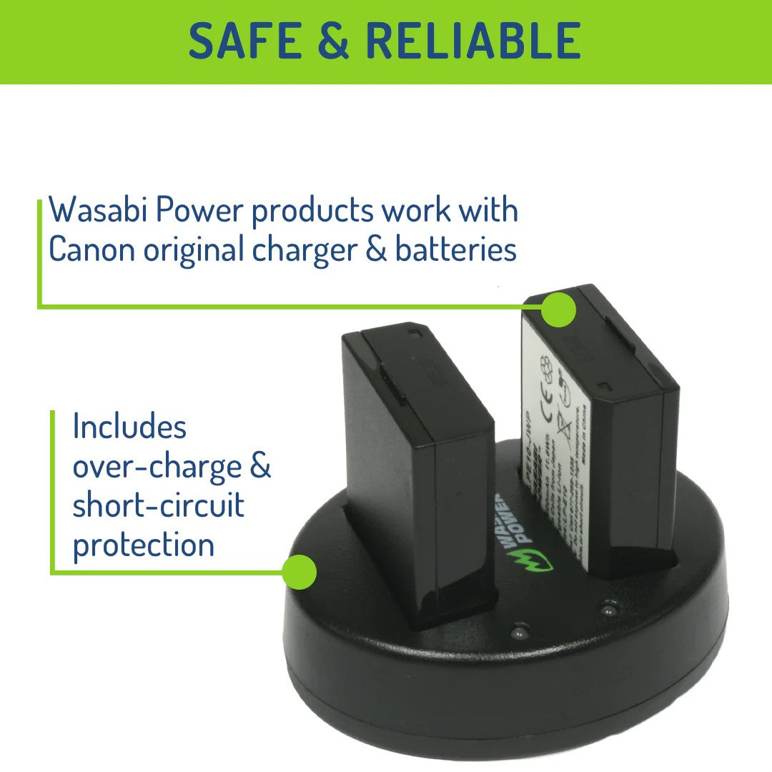Canon LP-E10 Battery (2-Pack) and Dual Charger by Wasabi Power
