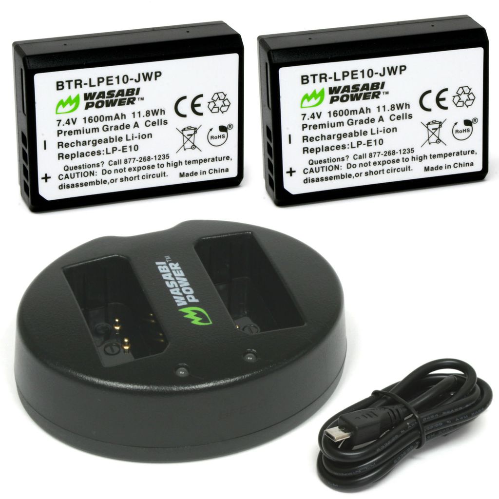 Canon LP-E10 Battery (2-Pack) and Dual Charger by Wasabi Power