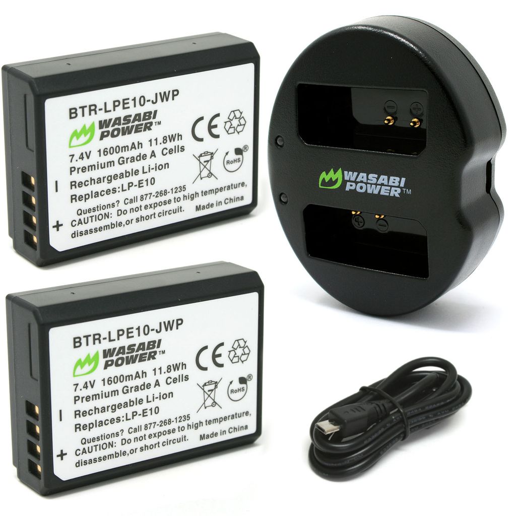 Canon LP-E10 Battery (2-Pack) and Dual Charger by Wasabi Power