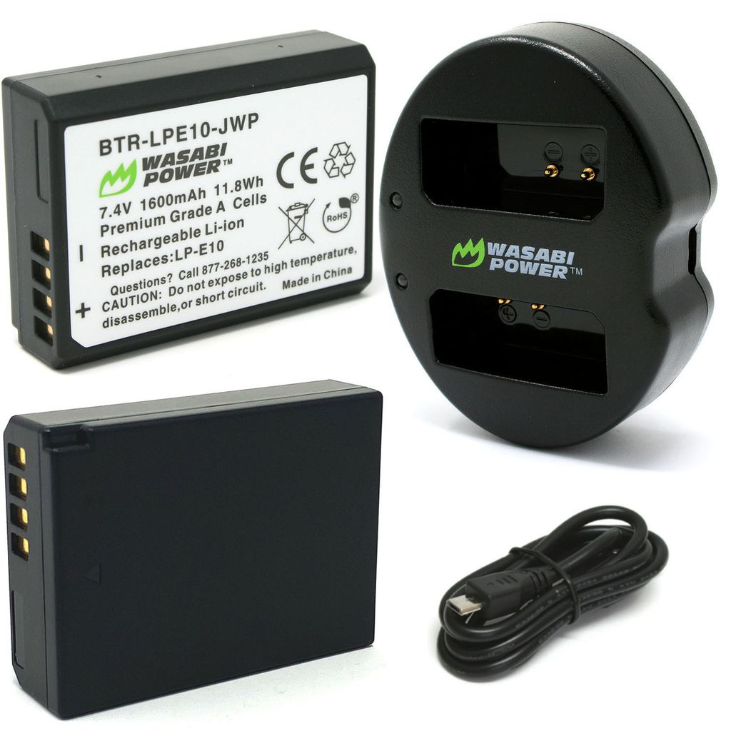 Canon LP-E10 Battery (2-Pack) and Dual Charger by Wasabi Power