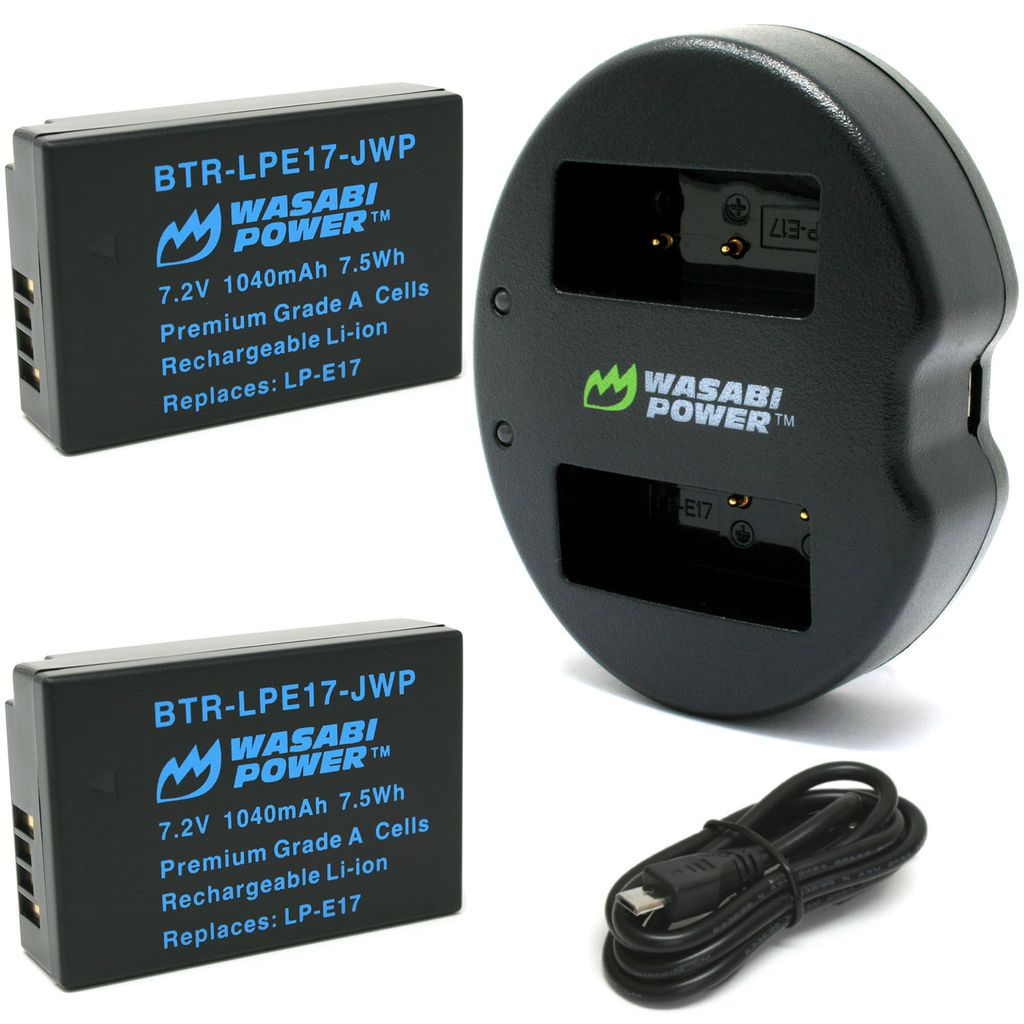 Canon LP-E17 2 Batteries + Dual USB Charge