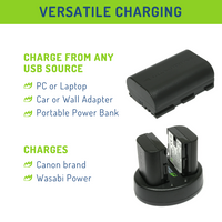 Canon LP-E6 2 Batteries + Dual USB Charger