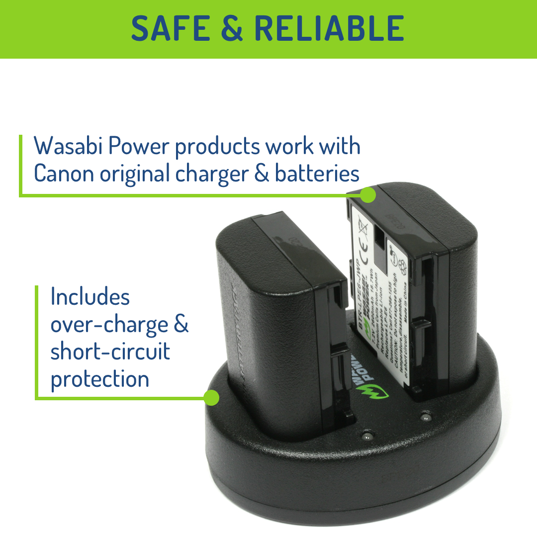 Canon LP-E6 2 Batteries + Dual USB Charger