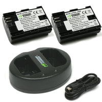 Canon LP-E6 2 Batteries + Dual USB Charger