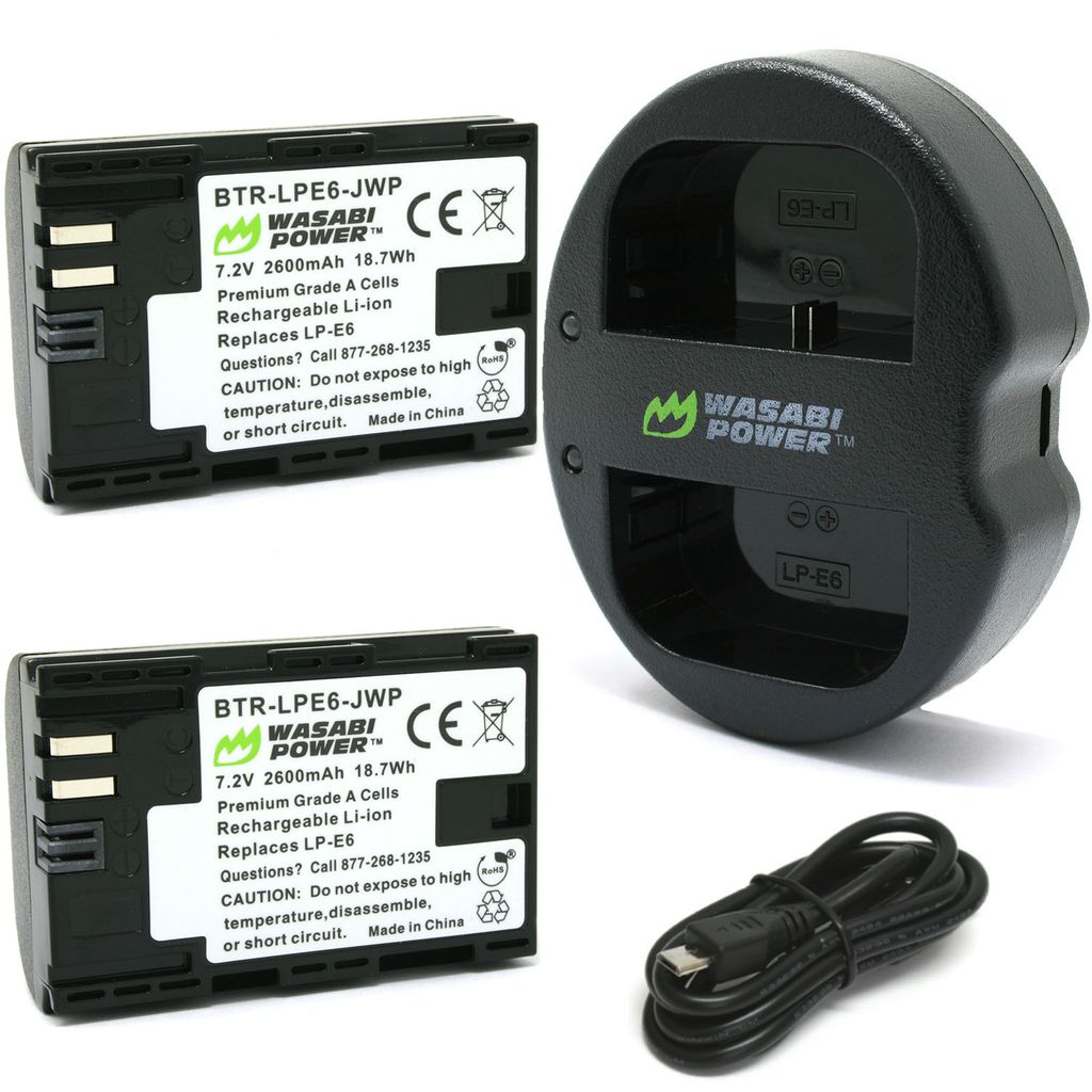 Canon LP-E6 2 Batteries + Dual USB Charger