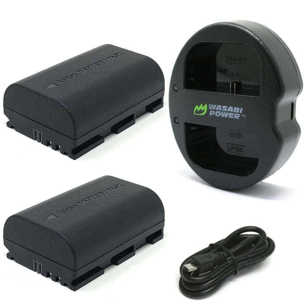 Canon LP-E6 2 Batteries + Dual USB Charger
