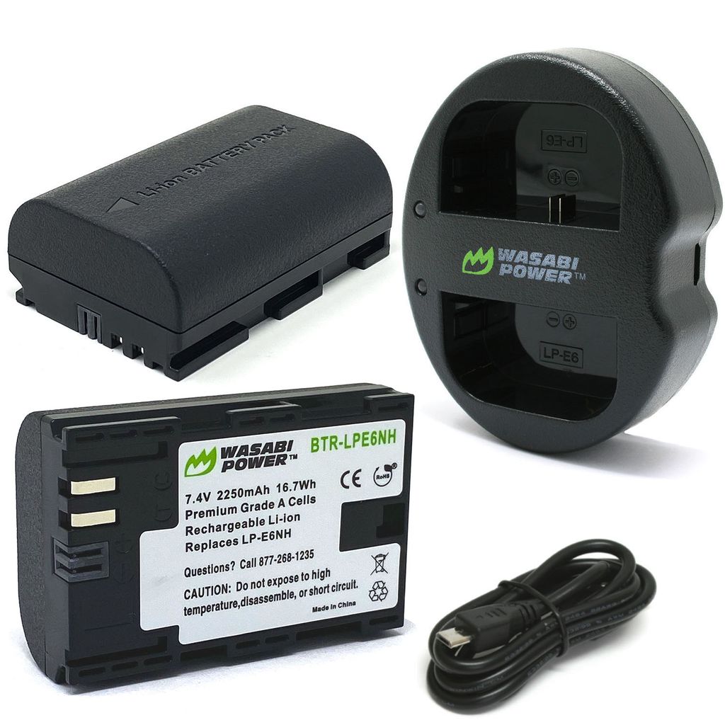 Canon LP-E6 2 Batteries + Dual USB Charger