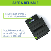 Sony NP-F750, NP-F730, NP-F760, NP-F770 2 Batteries + Dual USB Charger by Wasabi Power