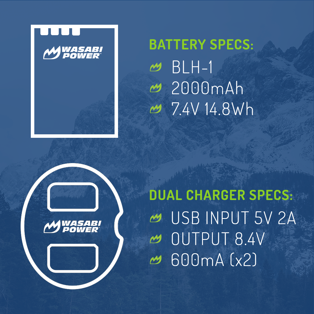 Olympus BLH-1 2 Batteries (fully decoded) + Dual USB Charger