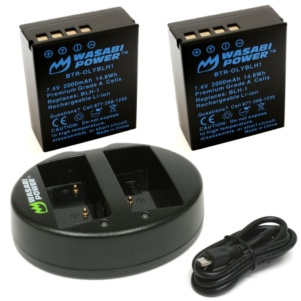 Olympus BLH-1 2 Batteries (fully decoded) + Dual USB Charger