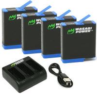 GoPro HERO8 Battery (4-Pack) and Triple Charger Compatible with HERO7 Black, HERO6, HERO5 by Wasabi Power