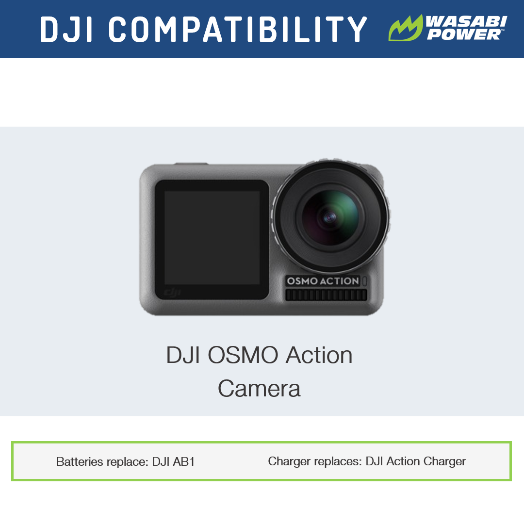 DJI OSMO Action 4K Camera Battery 2 Batteries + Triple USB Charger