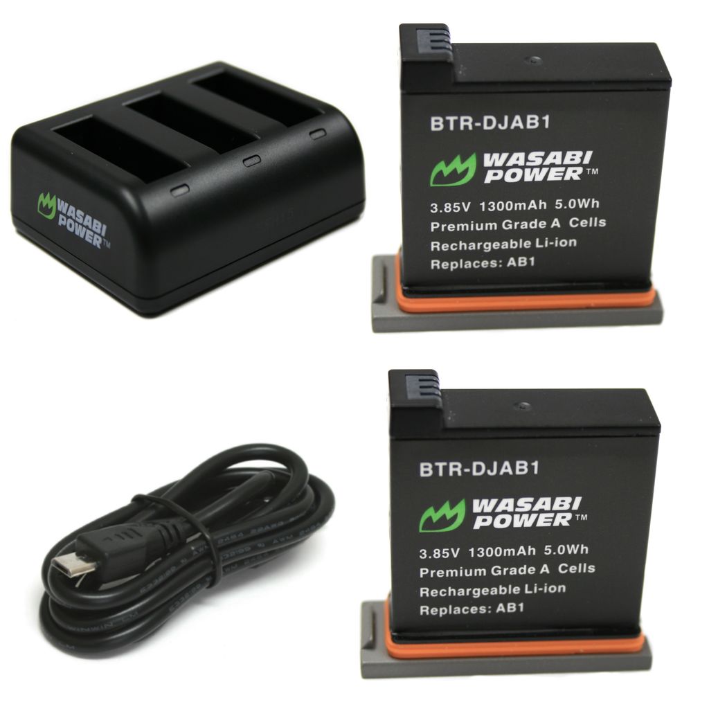 DJI OSMO Action 4K Camera Battery 2 Batteries + Triple USB Charger