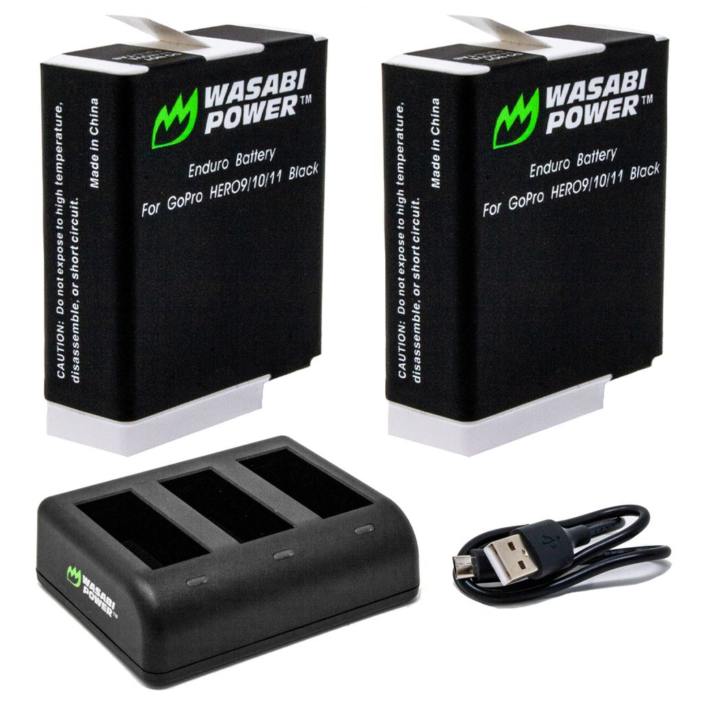 GoPro HERO12, HERO11, HERO10, HERO9 Black & GoPro Enduro Triple USB Battery Charger by Wasabi Power