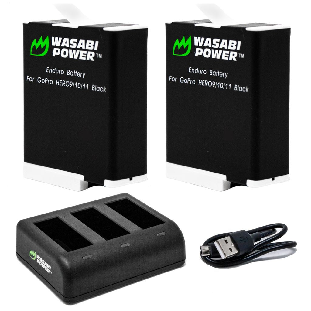 GoPro HERO12, HERO11, HERO10, HERO9 Black & GoPro Enduro Triple USB Battery Charger by Wasabi Power