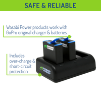 GoPro HERO8 Battery (4-Pack) and Triple Charger Compatible with HERO7 Black, HERO6, HERO5 by Wasabi Power