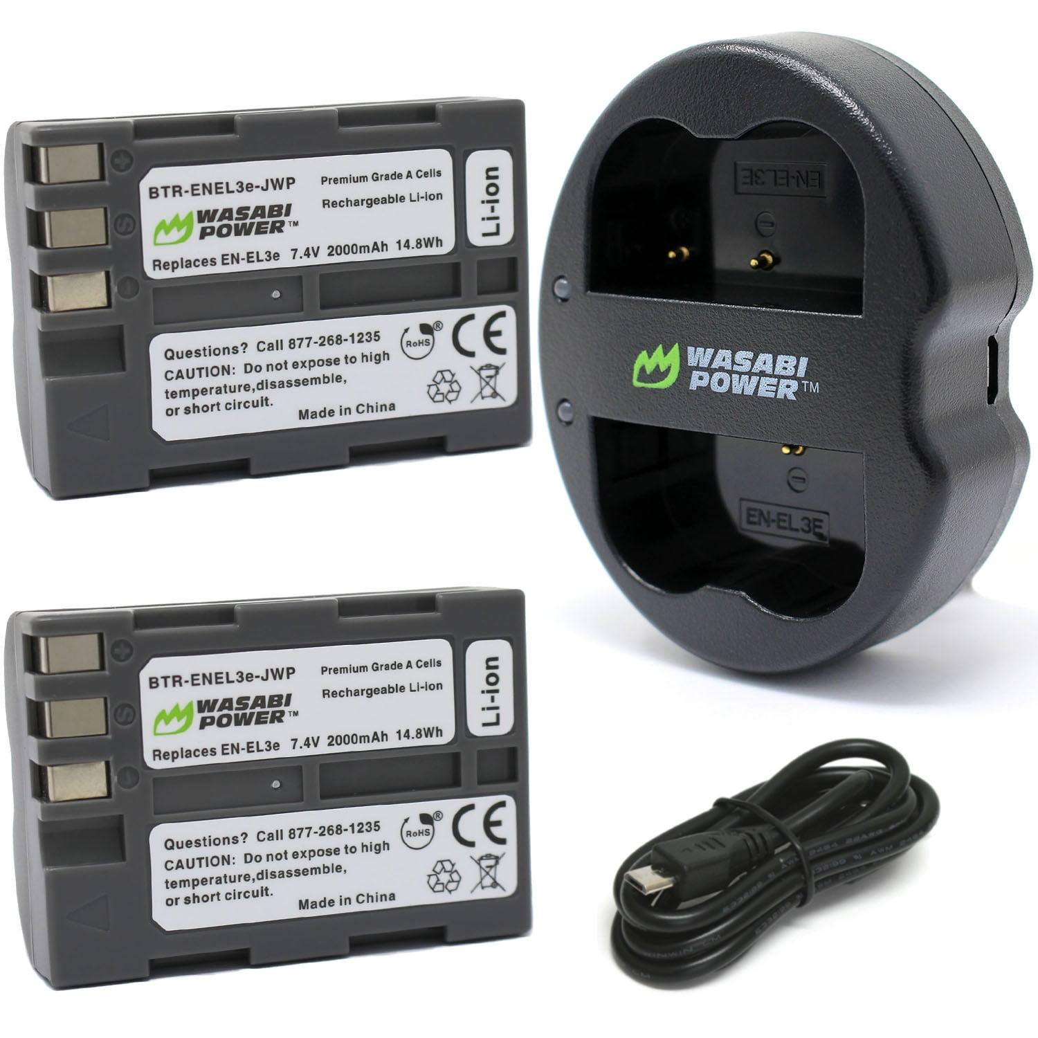 Nikon EN-EL3e 2 Batteries + Dual USB Charger