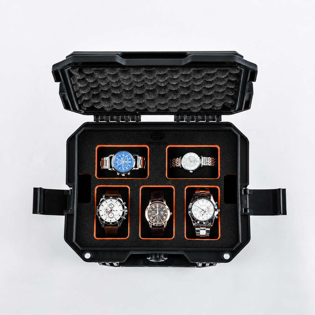 DryBox Watch Hard Case – 5 Slots | IP67 Waterproof | IK10 Impact Protection | EVA Foam Interior | 1-Year Warranty