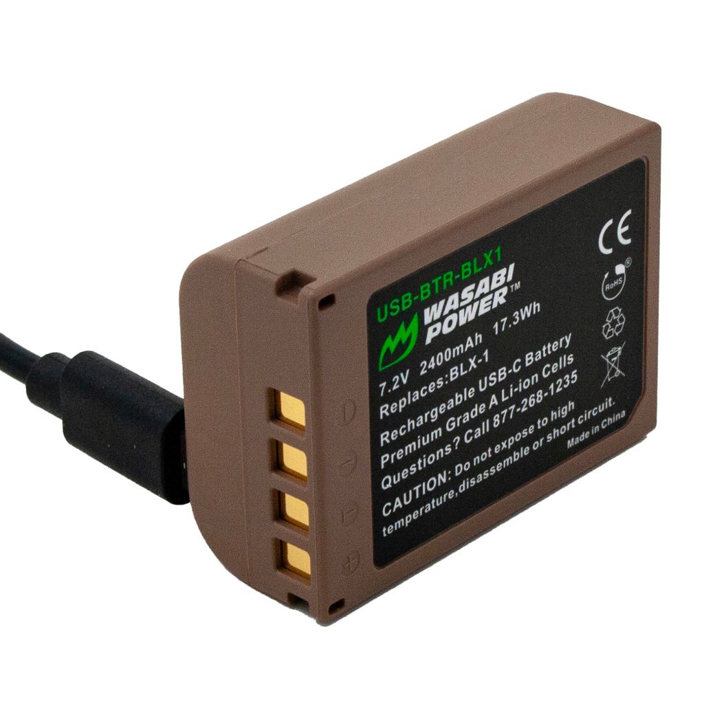 Olympus BLX-1 Battery with built-in USB-C fast charging (includes USB-C Cable)