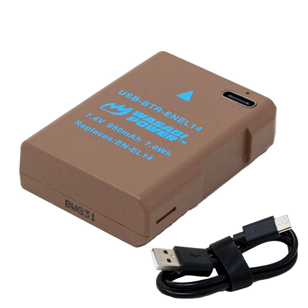 Nikon EN-EL14, EN-EL14a Battery with USB Fast Charging by Wasabi Power