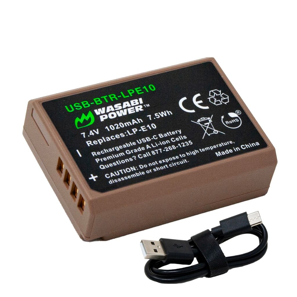 Canon LP-E10 Battery with USB-C Fast Charging by Wasabi Power