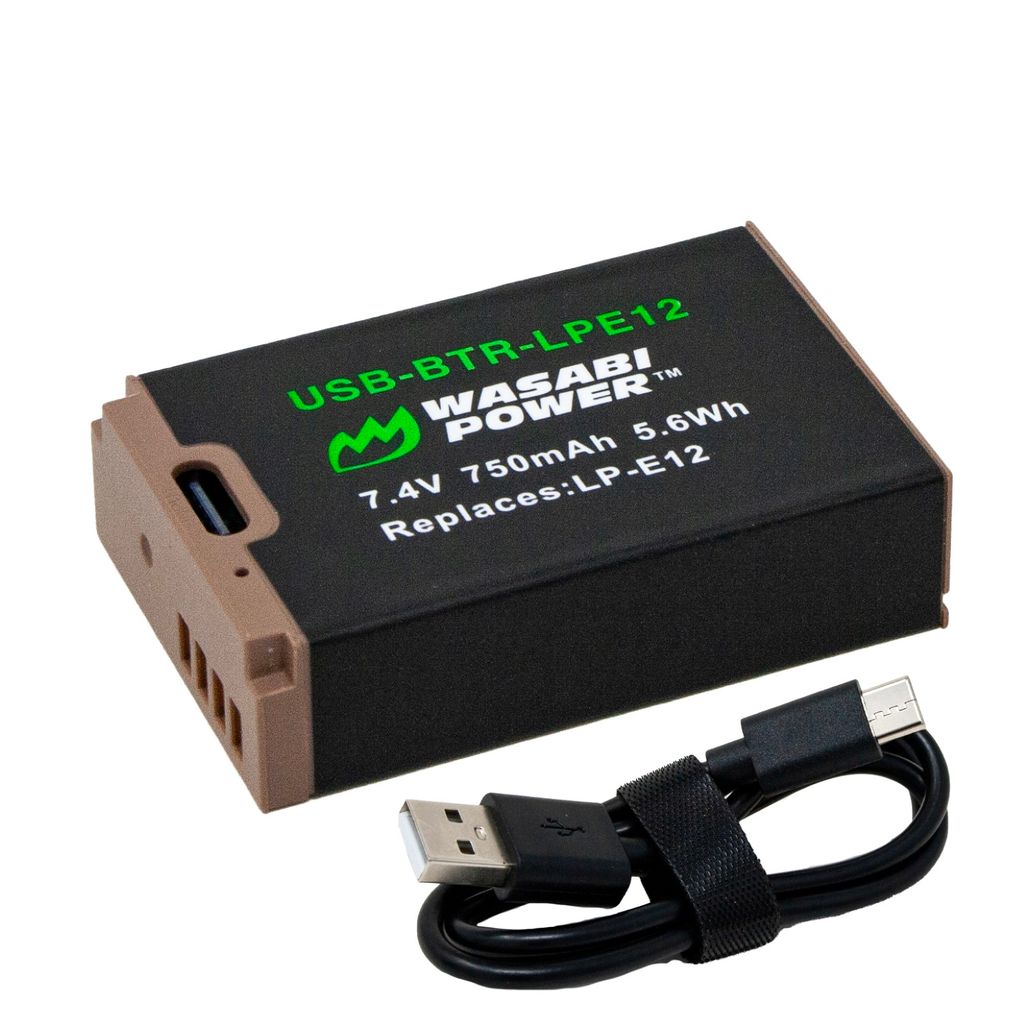 Canon LP-E12 Battery with built-in USB-C fast charging (includes USB-C Cable)