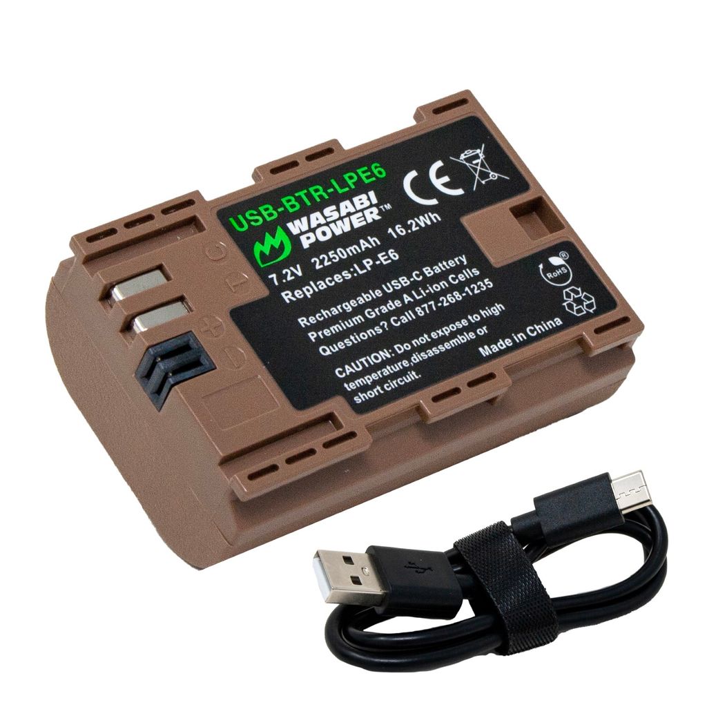 Canon LP-E6 Battery with built-in USB-C fast charging (includes USB-C Cable)