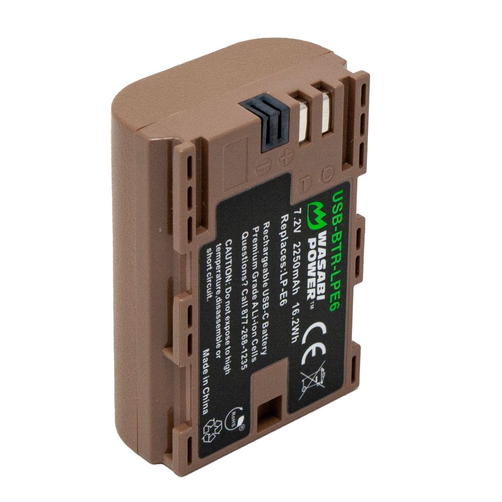 Canon LP-E6 Battery with built-in USB-C fast charging (includes USB-C Cable)