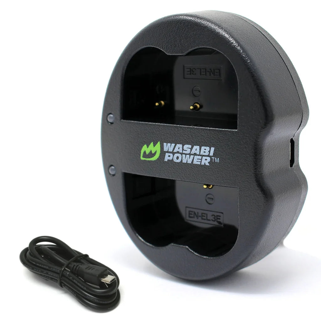 Nikon EN-EL3e 2 Batteries + Dual USB Charger